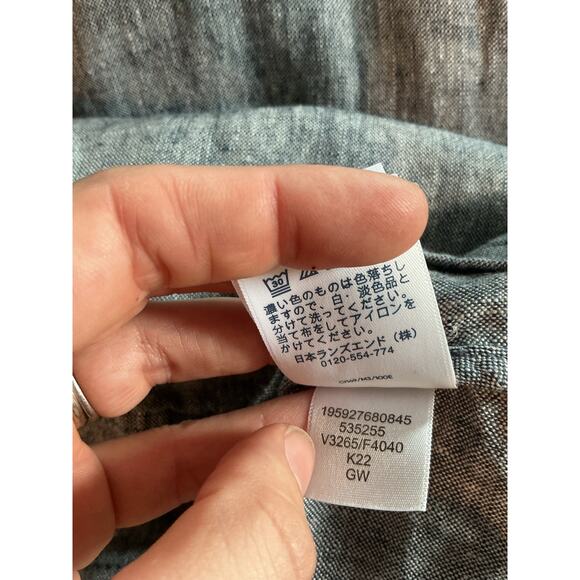 Lands End Womens Chambray Linen Jacket Plus Size 3X Long Chore Coat Transitional - Picture 10 of 10